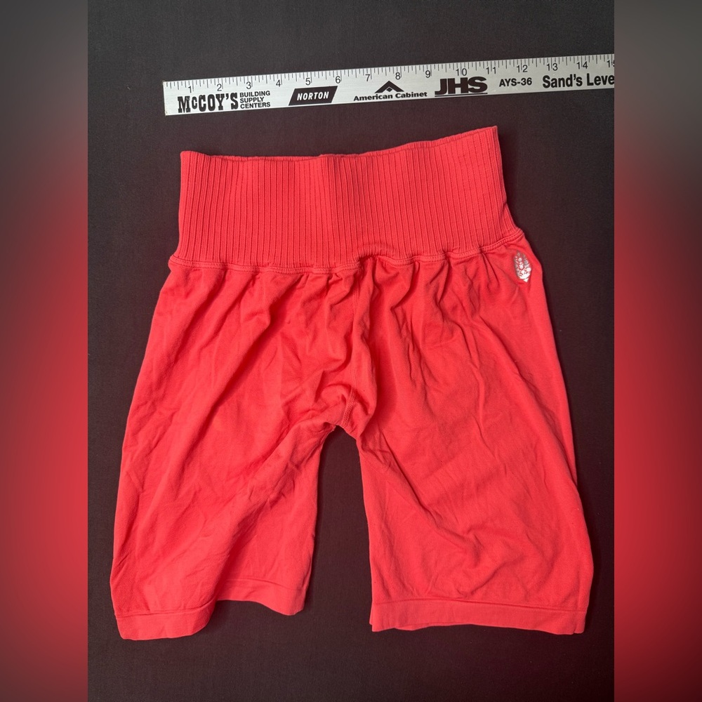 Free people movement Corlalish Red Rib-Waist Active Shorts size M/L